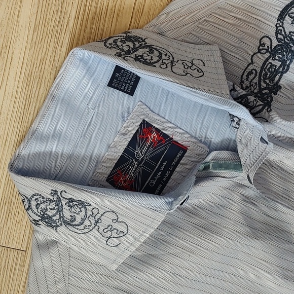 ENGLISH LAUNDRY Long Sleeve Cuffed Shirt with Embroidered Detail XL - Picture 5 of 9